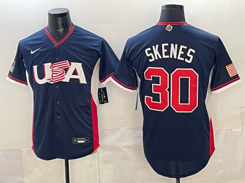 Men 2026 World Cub USA #30 Skenes blue Nike MLB Jersey 01